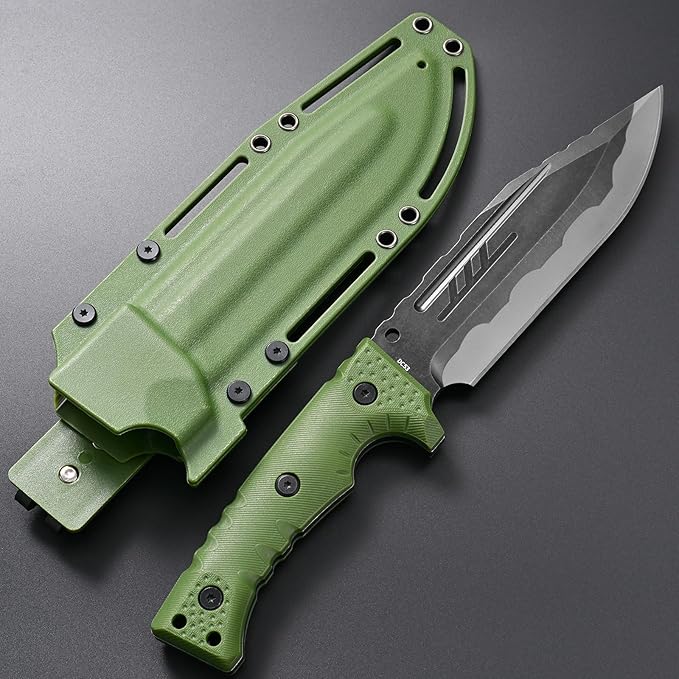 GTK8 Fixed Blade Knife DC53 Steel Blade Full Tang Nylon Fiberglass Handle EDC Tool Fixed Knifes for Outdoor Camping Hunting(green)