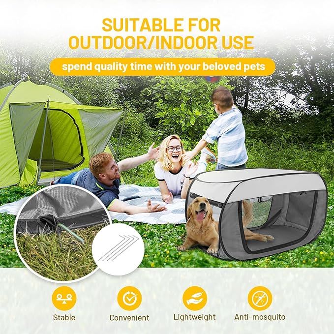 Cat Dog Playpen, Puppy Kitten Pet Playpen Indoor/Outdoor,Portable Soft Pop Up Dog Kennel Crate with Zipper Cover Door/Carrying Case