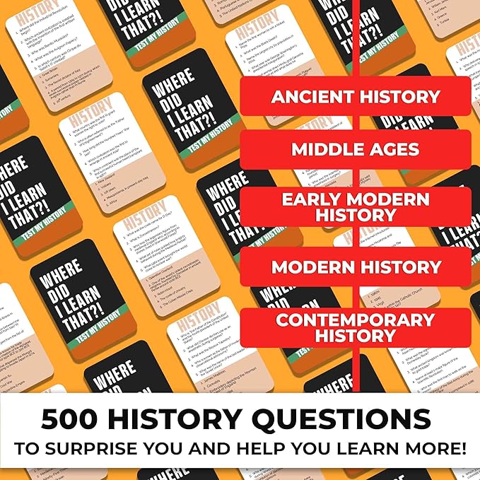 QUOKKA Trivia Card Game with 500 Questions in History ??Trivia Games for Adults, Teens, and Families ??Trivia Cards with Answers ??Great Board Games Trivia for Family Party and Game Night