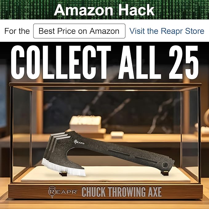 Reapr CHUK 3-Piece Throwing Axe Set ??11" Full-Tang Tactical Tomahawks with Dual-Edge Blades, Stonewashed Finish, Nylon Sheath with MOLLE ??Outdoor Recreation, Camping, Target Practice, Gifting