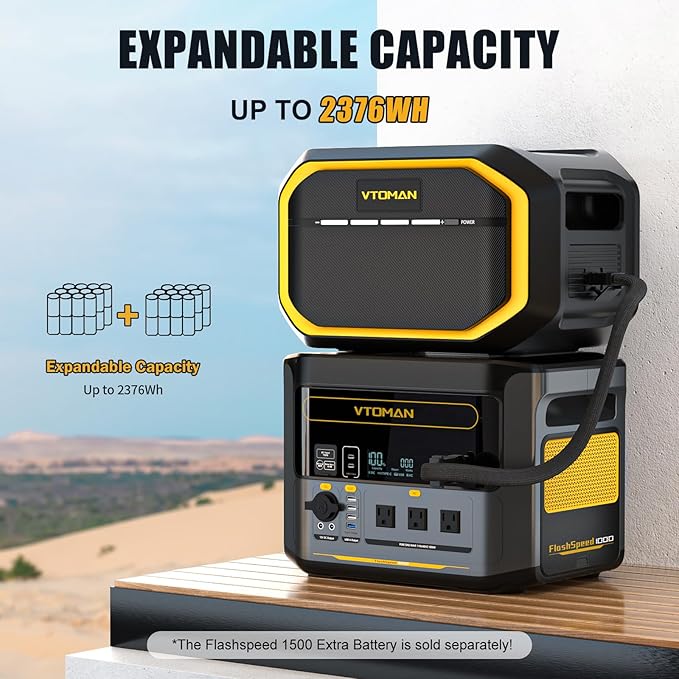 VTOMAN FlashSpeed 1000 Portable Power Station with 110W Solar Panel - 828Wh/1000W(2000W Peak) Solar Generator with LiFePO4 Battery, 100W USB-C, 60 Min Fast Charging 0-80% for Camping, Backup, RV