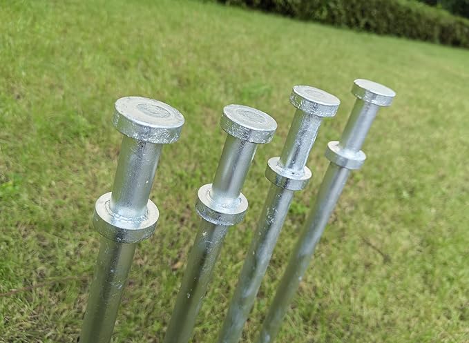 Double Head Tent Stakes - Heavy Duty 1045 Steel Heat-Treated Ground Spikes, Forged Geometric Sharp Tips for Stronger Hold, 0.79??20mm) Diameter x 24" Length, 4-Pack