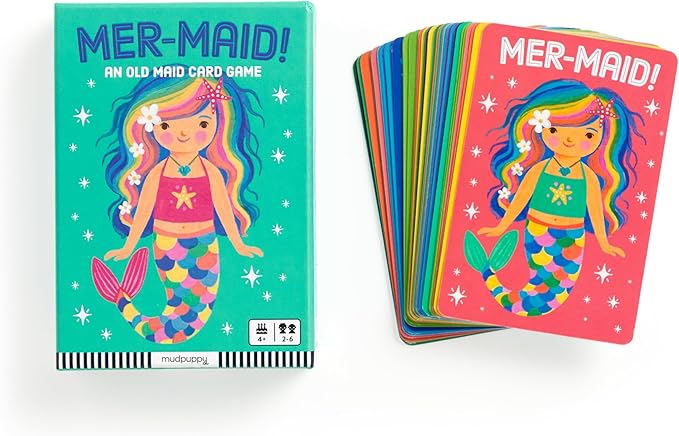 Mudpuppy MER-Maid! – Mermaid Version of Classic Kids Old Maid Card Game with Cute Illustrations of Mermaids for Children Ages 4 and Up, 2-4 Players