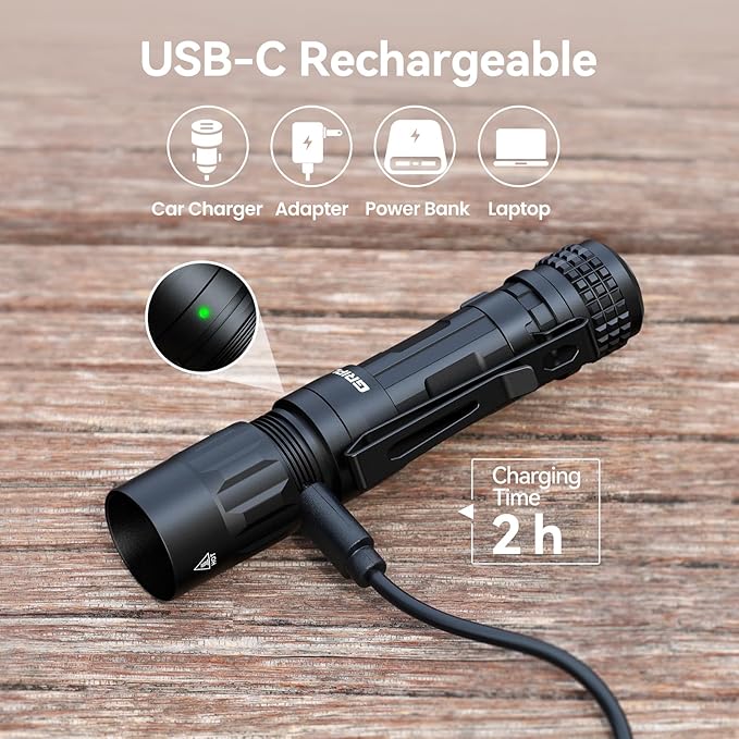 Small EDC Flashlight, 1100 High Lumens Rechargeable Pocket Light, Multi-Mode LED Flashlight with Clip for Everyday Carry and Emergencies