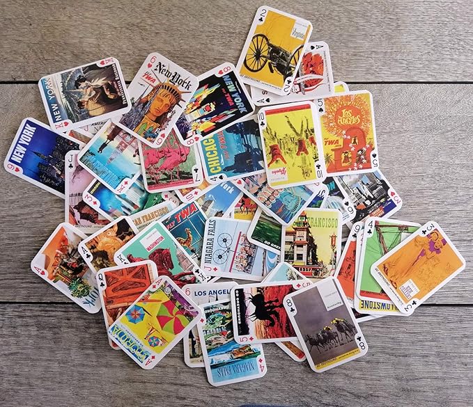 Travel USA Playing Cards (Poker Deck 54 Cards All Different) Vintage USA Airline Railroad Travel Poster