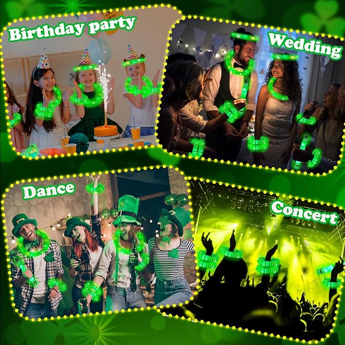 12 - 24 PCS Green Glow Sticks Party Favors for Kids, Light Up Necklaces Bracelets Accessories for Toddlers, Halloween Birthday Party Basket Goodie Bag Stuffers, Treats Prizes Toys Gifts for Boys Girls