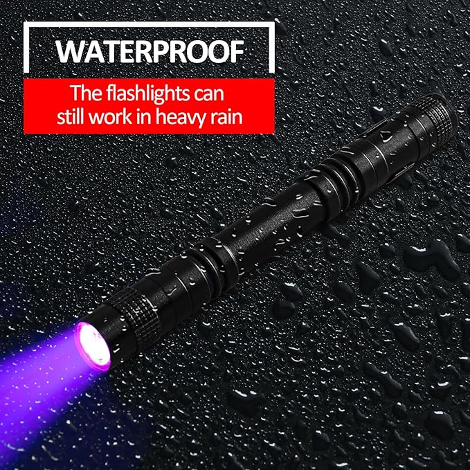 Beieverluck 10 Pack UV Black Light Flashlight Mini 395nm Pen Light with Clip LED Handheld Blacklight Detector for Leak Pet Urine Hotel Inspection Dry Stain and Bed Bug, Large