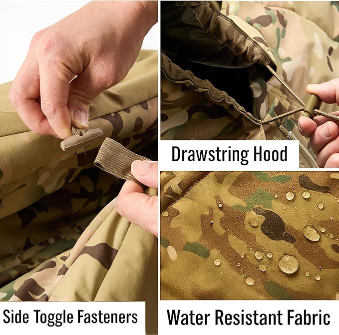 MT British Army Pattern 1958 Style Sleeping Bag – Military Tactical Roll-up Sleep System with Compression Sack, Waterproof & Warm, Outdoor Survival Gear Multi-Terrain