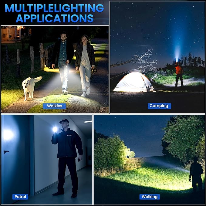 Flashlight Rechargeable 99,000 High Lumens, 3 Pack Led Flash Lights with 5 Modes, Waterproof Handheld Linterna for Camping, Home, Outdoor