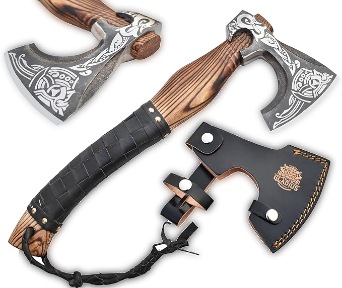 | Exquisite Handmade Viking Axe - Ideal for Collectors & Enthusiasts | Authentic, Artisan-Crafted | Medieval Styled Axe with Durable and Robust High Carbon Steel (GC-AX12)