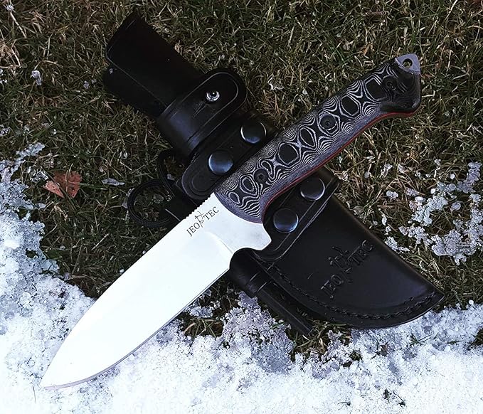 JEO-TEC Nº29 Full Tang Bushcraft Survival Hunting Camping Knife - MOVA-58 Stainless Steel - 10'' Overall - Fixed Blade Knife with Sheath - Handmade in Spain