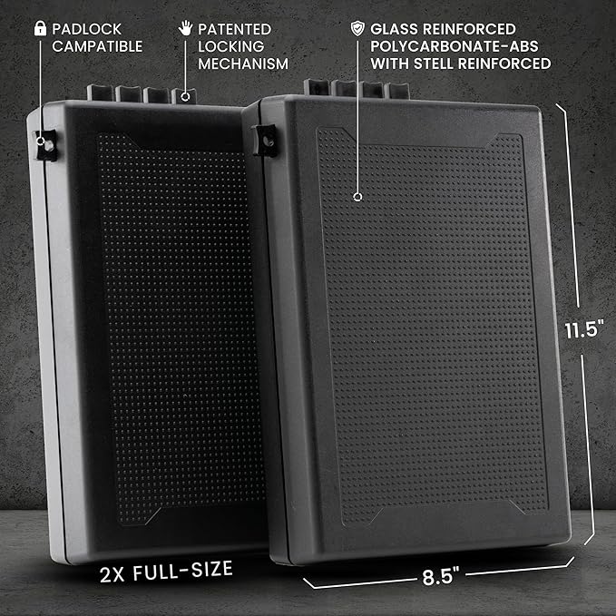 STOPBOX Gun Safe Alternative - Tactical Handgun Storage, Instant Access Portable Gun Case, TSA Compliant Gun Lock Box for Quick Handgun Access | Black - 2PK (Full-Size Only)