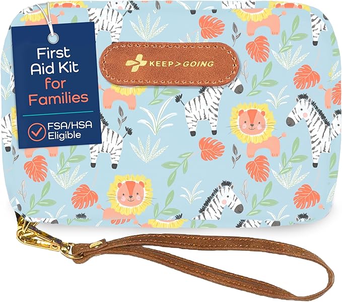 KeepGoing Travel First Aid Kit for Kids ??130 Pc. for Car, Home, Purse, Diaper Bag & Backpack with Latex-Free Bandages - Mini First Aid Kit Travel Size TSA-Approved