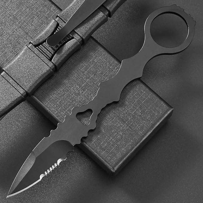 GTK397 Cool Fixed Knife D2 Steel Blade Stainless Steel Handle EDC Tool Knifes for Outdoor Camping Adventure Survival(A)