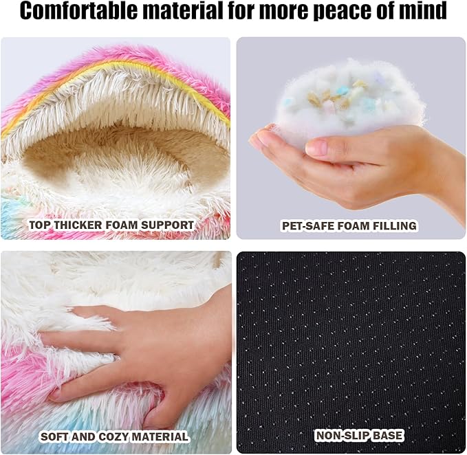 Cat Beds for Indoor Cats,Cat Cave for Puppy and Kitty,Calming Small Dog Bed for Small Dogs with Cover Cave,Cozy Warming Fluffy Washable Anti-Slip Pet Sleeping Bag(20 * 20inch,Dazzle)