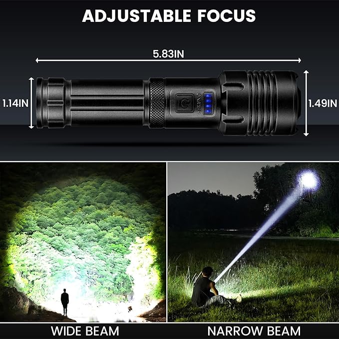 Rechargeable Flashlights High Lumens, 99000 Lumens Super Bright Flashlight with 5 Modes, Waterproof Powerful LED Flash Light for Home Camping Hiking(2 Pack)