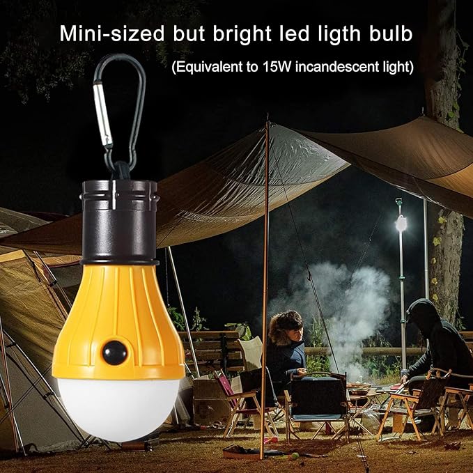 LED Camping Tent Lantern, Portable Outdoor Waterproof Emergency Light Bulb, Battery Powered with Clip Hook, Super Bright, for Hiking, Party,Camping, Fishing, Power Failure (=4 Packs, Multi-Color)