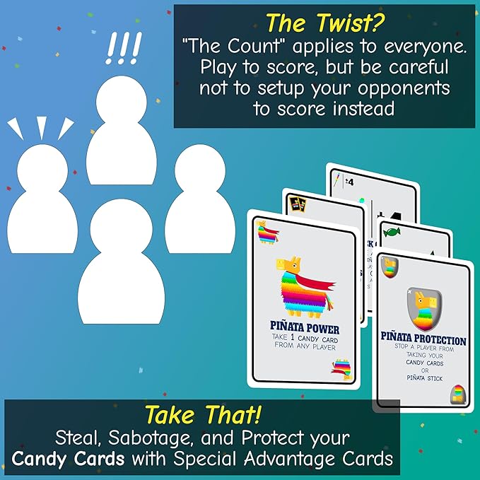 3, 2, 1 Piñata! - A Card Game of Candy Chaos with Take-That Gameplay | Fast-Paced & Easy to Learn | Fun Family Game Night Card Game for Families and Kids