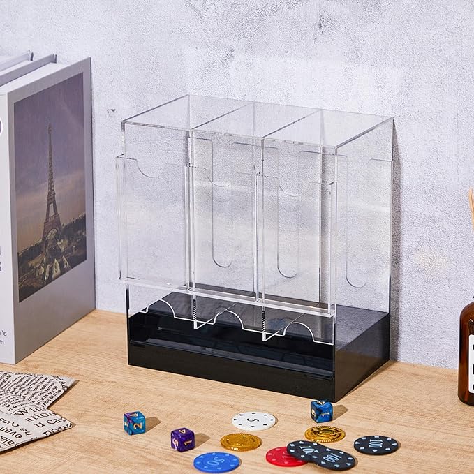 1 Pcs Acrylic Booster Pack Dispenser, Card Dispenser Storage and Organizer, for Trading Card, Booster Packs, Sports & More (Black Base 3 Slots)