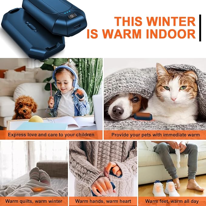 AI Hand Warmers Rechargeable 2 Pack, Portable Electric Rechargeable Hand Warmer, 20Hrs Long Heating Electric Hand Warmer, Gifts for Women, Men, Raynauds, Pain Relief,Camping,Golf,Outdoors,Indoor