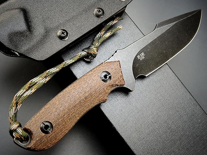 Eafengrow EF130 Fixed Blade Knife, DC53 Steel Blade,G10/Micarta Handle Full Tang EDC Fixed Knifes Straight Knife for Working Camping Hunting Field Adventure Survival