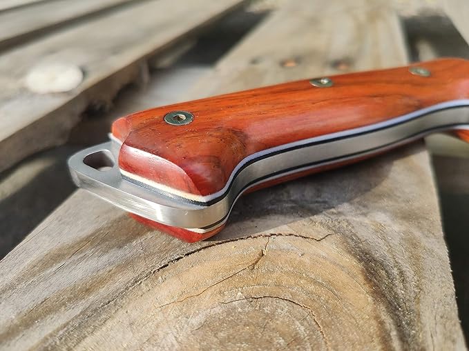 JEO-TEC Nº39 Full Tang Knife for Bushcraft Survival Hunting Fishing Camping, Fixed Blade 11" MOVA Steel, Sheath and Fire Starter - Handmade