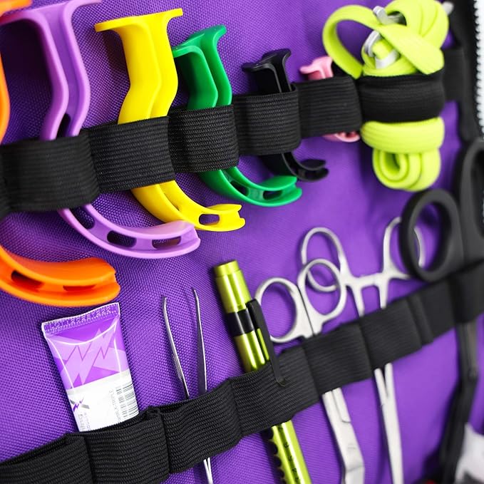 Lightning X MB30-SKC Large EMT Trauma Kit | Fully Stocked First Responder Bag w/ 240+ Supplies | EMS Fire Police Office Sports Team Emergency Medical Kit - Purple