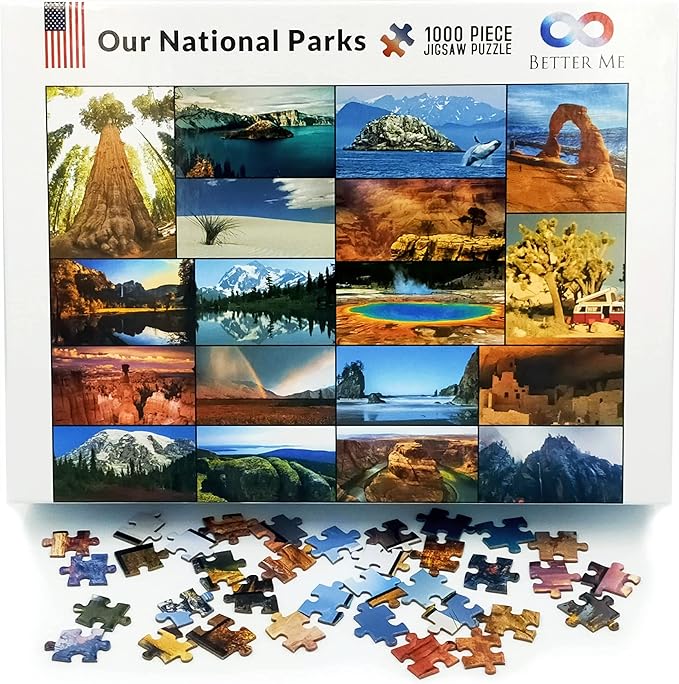 Better Me Our National Parks 1000-Piece Puzzle - USA National Parks Jigsaw Puzzle, Featuring Acadia, Yellowstone, Zion, Arches, Crater Lake, Mount Rainier, and More, National Park Gift (1000 Pieces)