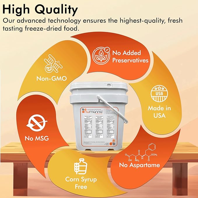 Numanna Freeze-Dried 3 Fruit Bucket ??300 Servings | Apples, Bananas, Strawberries | Healthy Snack for Everyday, Emergency & Survival Use | Durable Packaging | 25+ Year Shelf Life | Made in USA