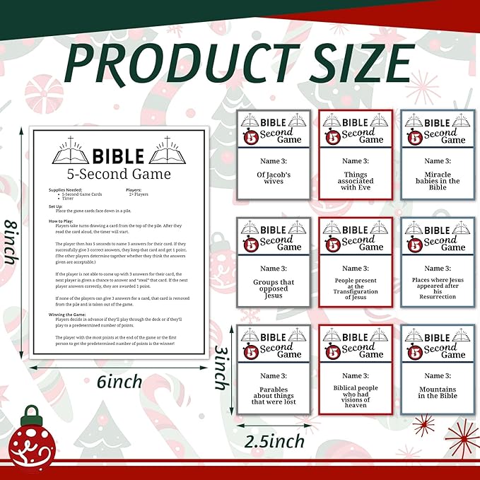 Leitee Christmas 5 Second Game Question Cards and 5 Second Hourglass Family Card Game Simple Questions for Party Travel Night Sleepovers Think Fast and Shout Out Answers (135 Pcs,Modern Style)