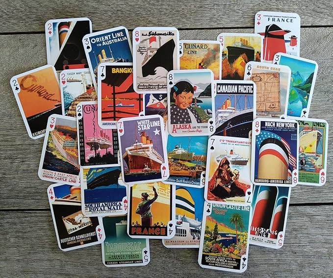 Ocean Cruises Playing Cards (Poker Deck 54 Cards All Different) Vintage Ocean Cruise Line Ship Travel Poster