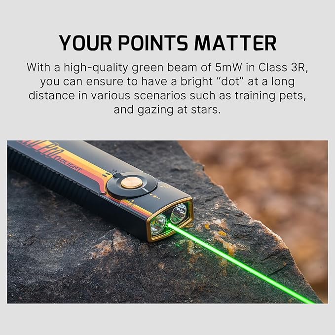 OLIGHT Arkfeld Pro Rechargeable EDC Flat Flashlight with Green Beam, UV and White LED Combo, 1300 Lumens Portable Pocket Lights, Triple Sources for Outdoors Emergency Working (Racing Stripe CW)