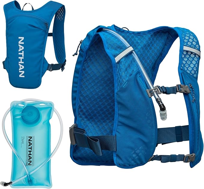 Nathan QuickStart 1.5L Hydration Pack Vest with Bladder or flasks, Storage Pockets, Breathable Moisture-Wicking Fabric, Adjustable Straps for Running, Hiking, Walking, Marathons, Obstacle Races