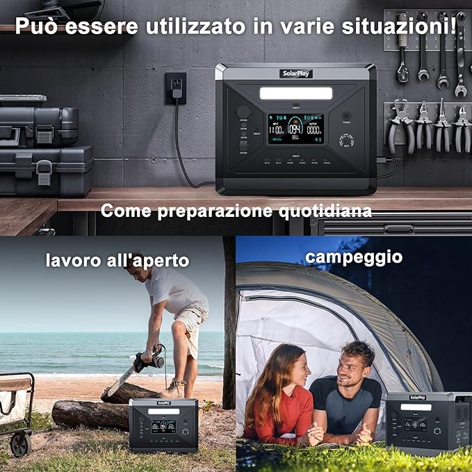 SolarPlay Portable Power Station, 2400W/2160Wh Solar Generator(Solar Panel Optional) with 4 AC Outlets (4800W Peak), Large Capacity Emergency Power for Home Backup, Camping, Outdoor Battery Backup