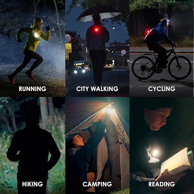 MEOLIGHT 500 Lumen Light for Running, Dogs, Walking - Wearable Flashlight Chest LED Safety Light for Dog Collars, Bike Tail Lights, Hiking, Camping - Reflective Accessories (2X Meolight)