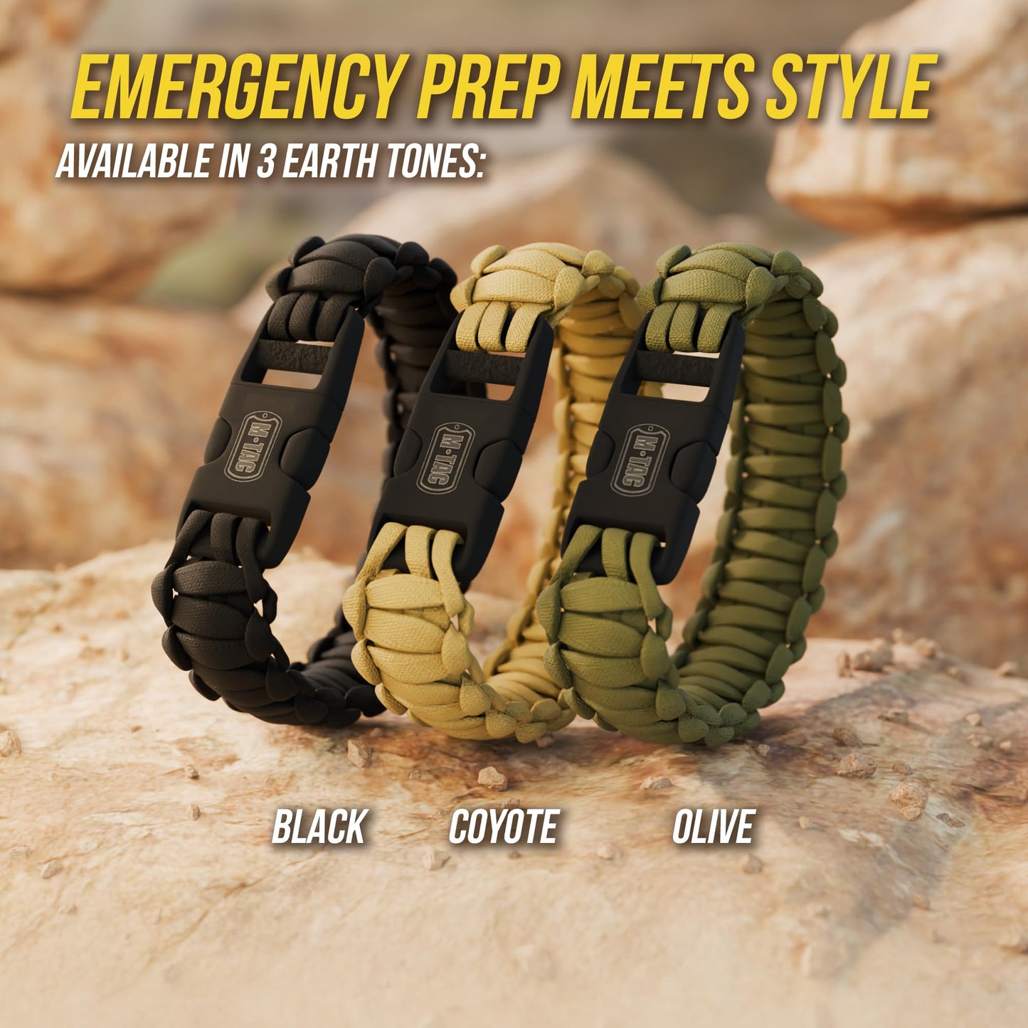 M-Tac Paracord Bracelet – Tactical Survival Wristband with Fastex Buckle – 7-Strand Cord for
