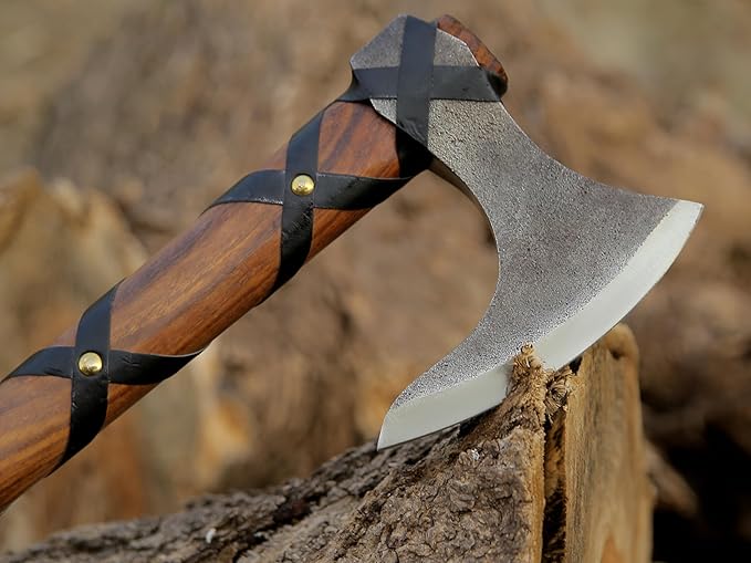 ANCILLA Viking Axe Prop of Ragnar Lothbrok - Bearded Axe for Viking Cosplay, Halloween Weapon Prop - Two-Handed Tomahawk Battle Hatchet- Hand-Crafted Norse Antique Gift for Hunting & Camping