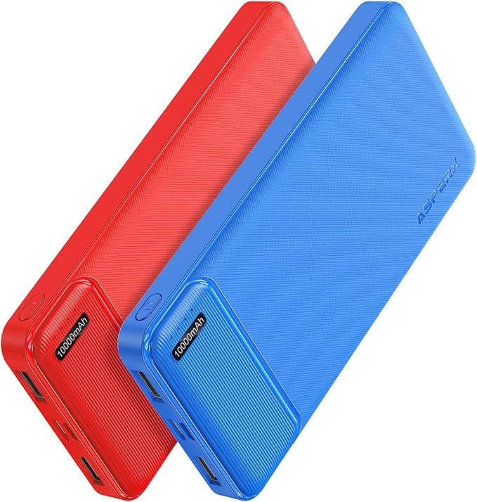 AsperX 2-Pack 10000mAh USB C Output Portable Charger Power Bank Fast Charging, Portable Battery Bank External Battery Pack for iPhone, Samsung, Google LG and Heated Vest