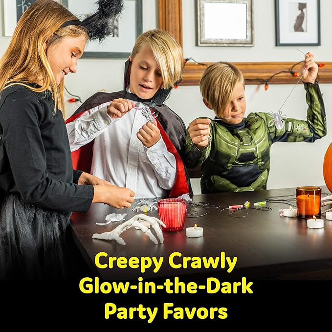 Glow Critters and Halloween Trick or Treat Glow Skeletons and Pumpkins - Glow Sticks Party Favors - Glow in The Dark Party Supplies
