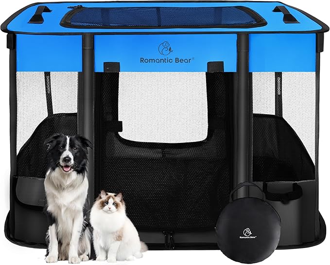 40x32x24 Inches Dog Playpen,Pet Playpen,Foldable Puppy Cat Playpen,Portable Exercise Kennel Tent Crate,Water-Resistant Breathable Shade Cover,Indoor Outdoor Travel Camping Use for Small Animals(L)
