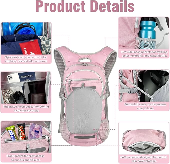Zavothy 18L Multipurpose Hiking Backpack with 3L Water Bladder ??Durable Hydration Backpack with Insulated Bladder Compartment, Hidden Helmet Holder & Rain Cover ??for Hiking, Commuting, and Camping
