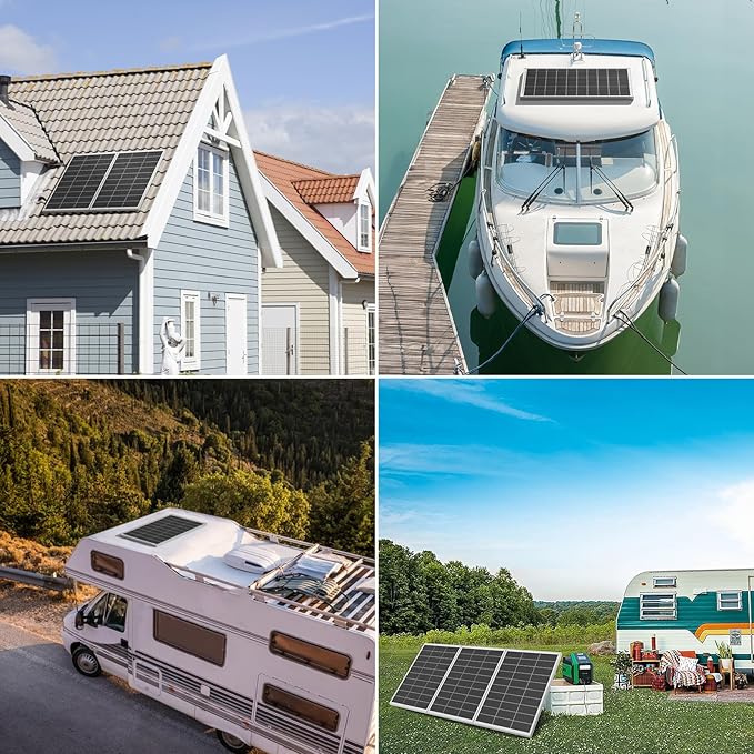 150W 8pack 1200 Watt Solar Panels Monocrystalline Cell High-Efficiency PV Module, Solar Panels for Homes Camping RV Battery Boat Caravan and Other Off-Grid System