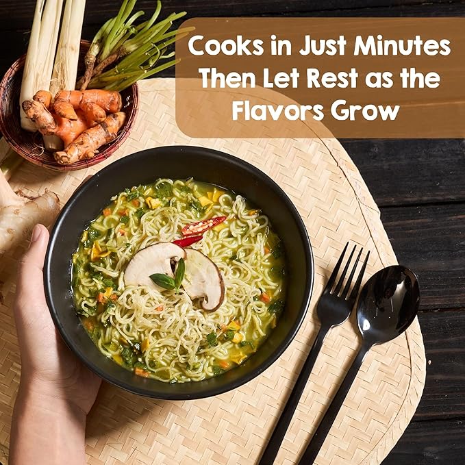 Perfect Earth Good Ramen Green Curry Noodles - Authentic Vibrant Thai Flavor, Medium Spice, Organic & Gluten-Free Instant Noodle Ramen Bowl, Pantry Staples Cooked in Just Minutes (4 Pack)