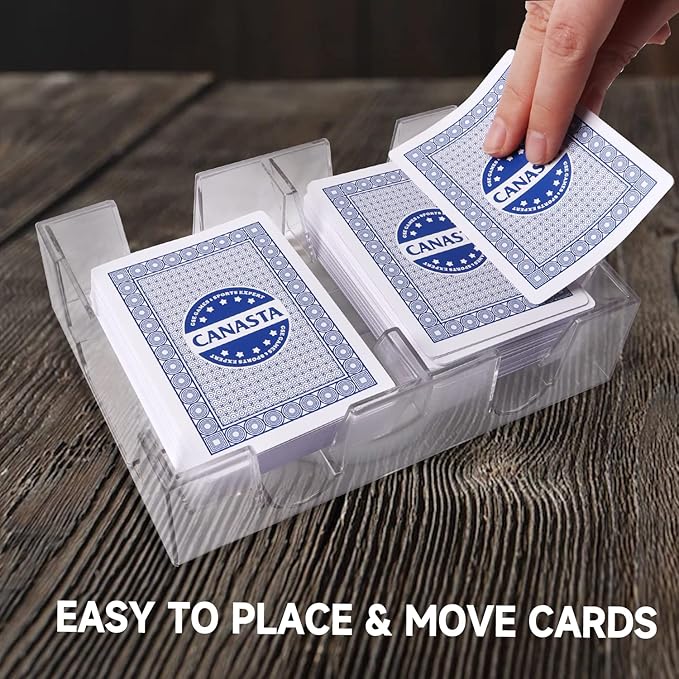 GSE Games & Sports Expert 2-Deck Revolving Canasta Card Tray, Dual Deck 360° Rotating Playing Card Holder, Swivel Cards Holders for Hand & Foot, Rummy, UNO Games