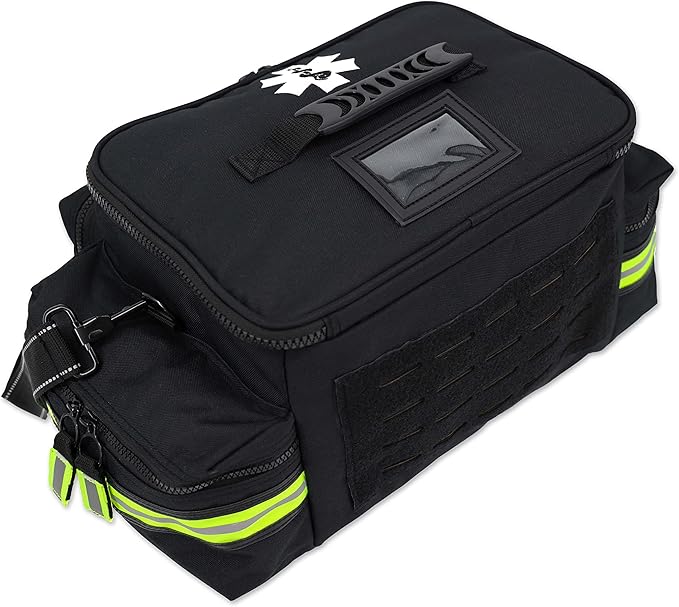 Lightning X Products Lightning X Mid-Sized First Responder EMT Bag | LXMB25 Fully Stocked Aid Kit w/ 200+ BLS Supplies - Black
