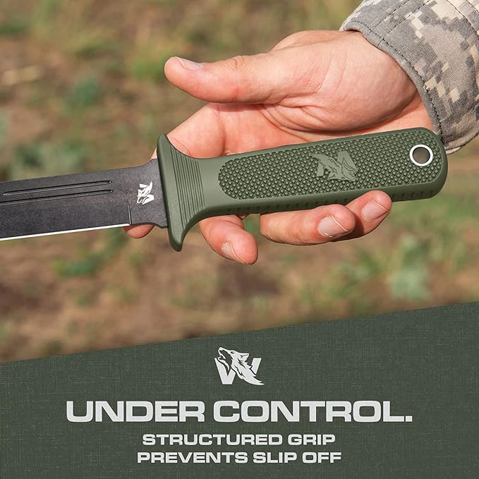 W-Catcher Fixed Blade Knife with Sheath - Large Hunting-Knife made of D2 steel - Big Fixed Blade Knives with Non-Slip TPE Handle - Full Tang Survivalknife for Outdoor Activities