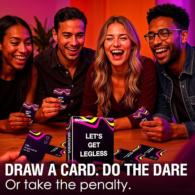 QUOKKA Card Games for Adults Let?™s Get Legless - Spicy Adult Games for Party Game Night with 104 Hilarious Dares & Risky Questions, Inappropriate Challenges to Spice Up The Night, Only 21+