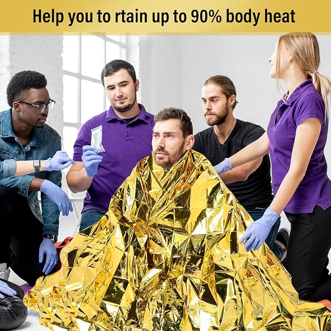 Chumia Emergency Thermal Blanket Bulk 83 x 63 Gigantic Foil Space Blanket Survival Reflective Accessories Gift for Homeless Camping Gear First Aid Hiking Outdoor
