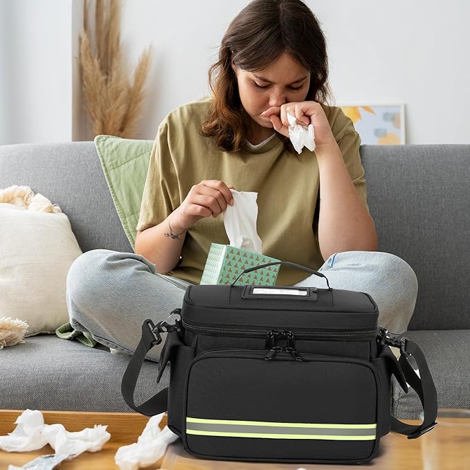 First aid Bag Black one Layer Empty Medical Bag Home Health Empty First Aid Storage Bag Medical Supplies Emergency Responder for Nursing Student,Therapist,Doctors