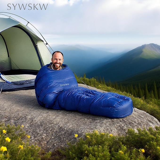Down Sleeping Bag with Pillow, Lightweight Wide Sleeping Bag (86.6 in x 33.5 in) for Adults Backpacking,Hiking and Camping Outdoor with YKK Two-Way Zipper,680FP Duck Down